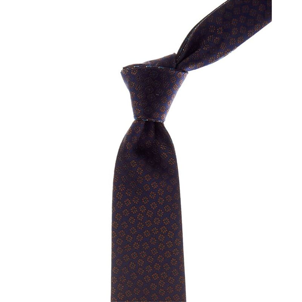 Canali Navy Floral/Circles Reversible Silk Tie